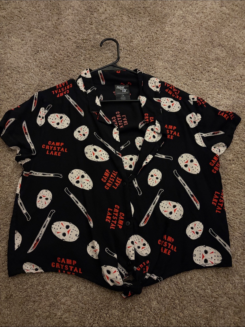 Camp Crystal Lake Black Graphic Button-Front Blouse
